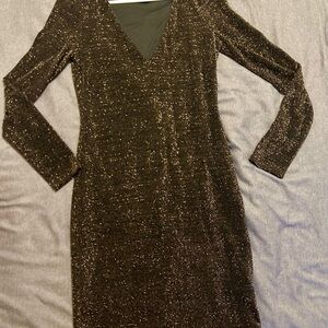 Forever 21 Black Sparkle Long Sleeve Dress